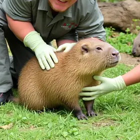 Capivara machucada no Parque Tingui é resgatada pela Secretaria Municipal do Meio Ambiente e receberá tratamento capivara machucada