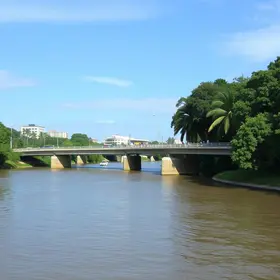 água baixa e ponte do Parque Tingui