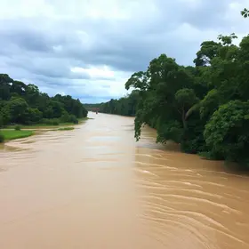Rio Barigui transborda próximo ao Parque Tingui nesta quinta Rio Barigui