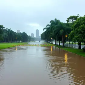 Veja fotos! Parques Barigui e Tingui ficam alagados após chuva forte em Curitiba; entenda por que isso acontece enchentes parques Barigui e Tingui